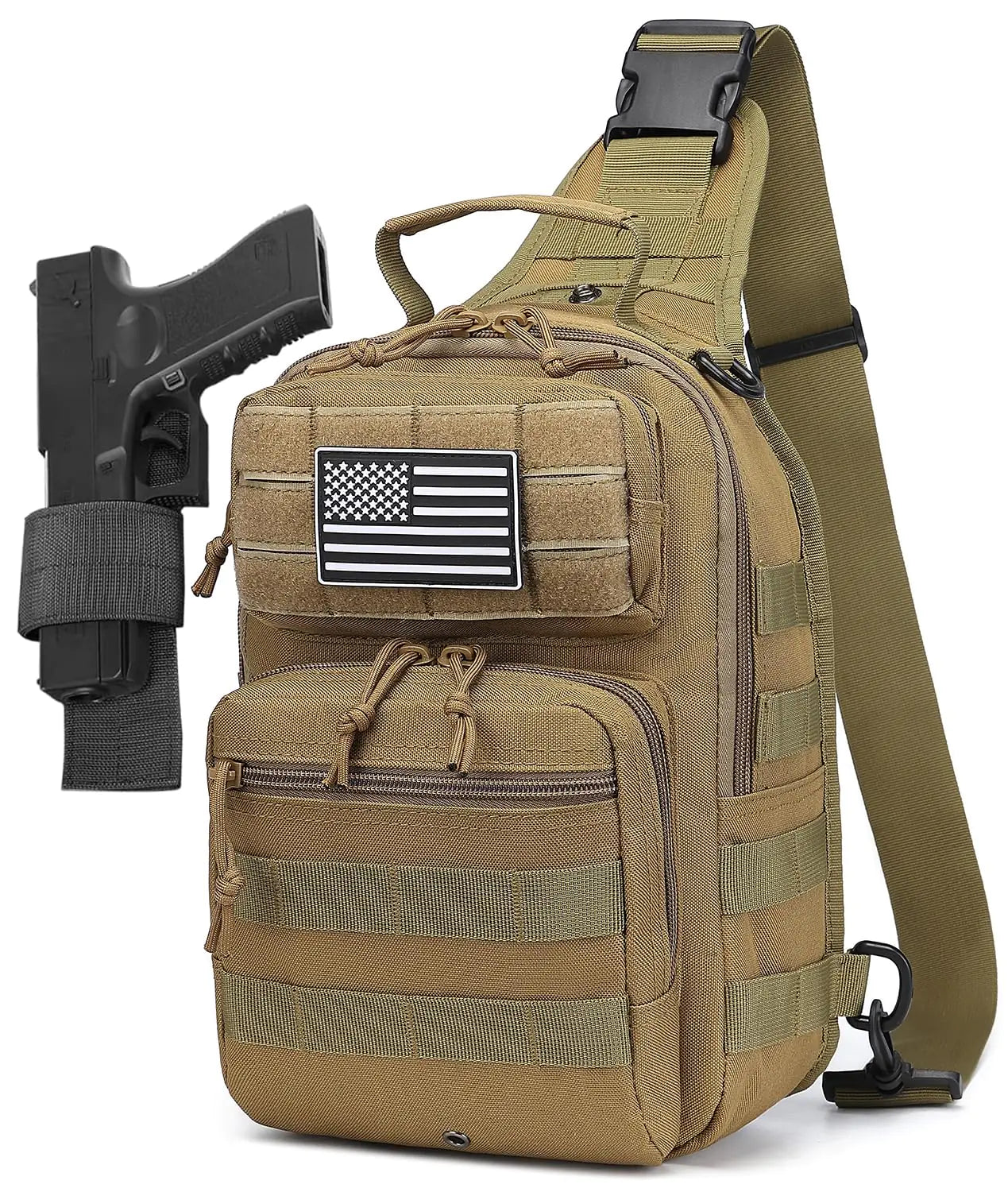 HPDF Small Tactical Military Backpack Sling Crossbody Holster Bag For Men CCW Sling Bag 10L